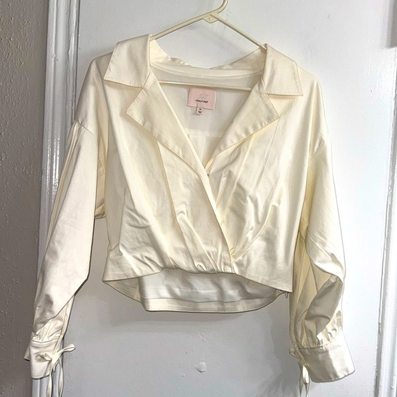 Cinq À Sept Pasha Long-sleeve Shirt In Ivory size M - Picture 6 of 14